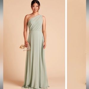 Sage Green One Shoulder Gown